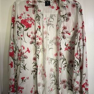 Floral Print Women's Button Up Top